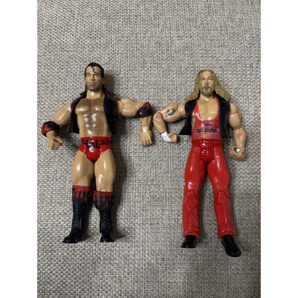 OUTSIDERS JAKKS CLASSIC SUPERSTARS NWO HALL & NASH RINGSIDE EXCLUSIVE HTF FLAWED